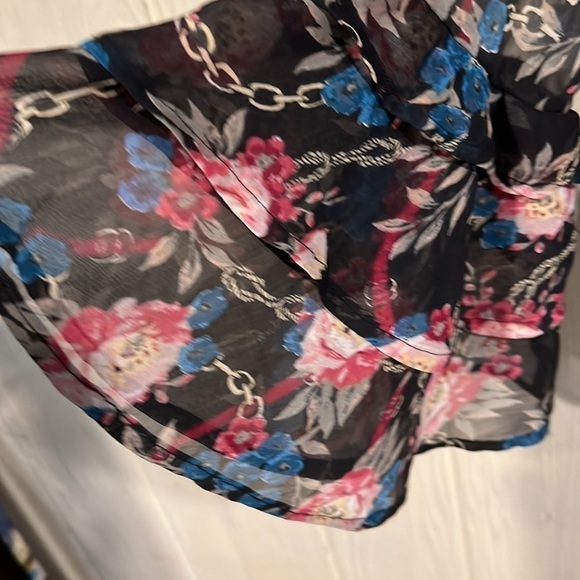 Seven 7 Sheer Floral Long Sleeve Blouse Medium - Picture 6 of 11